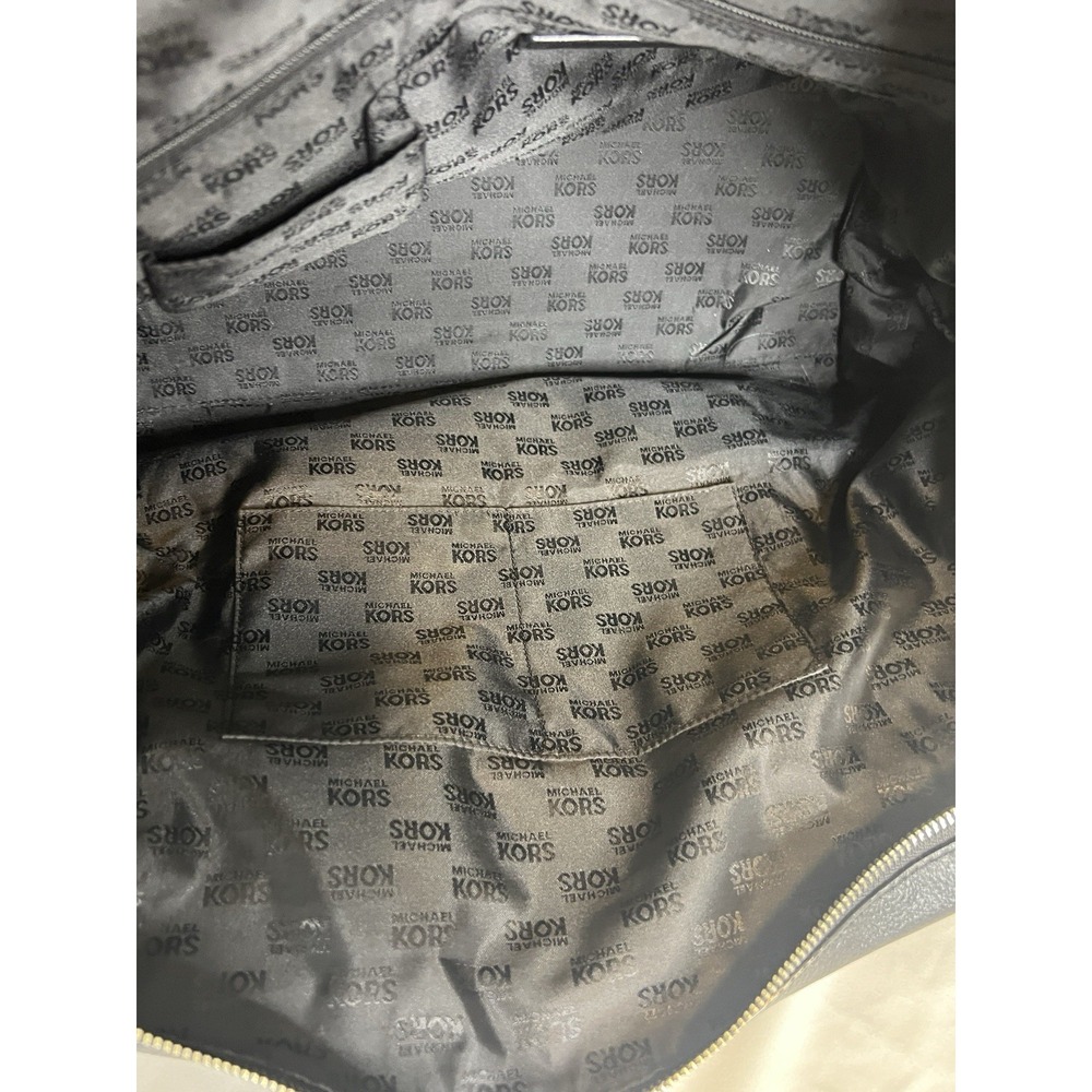 Michael Kors Black Pebble Leather Weekender Bag Luggage Satchel Bag Tote 16 x 13 - Picture 11 of 16